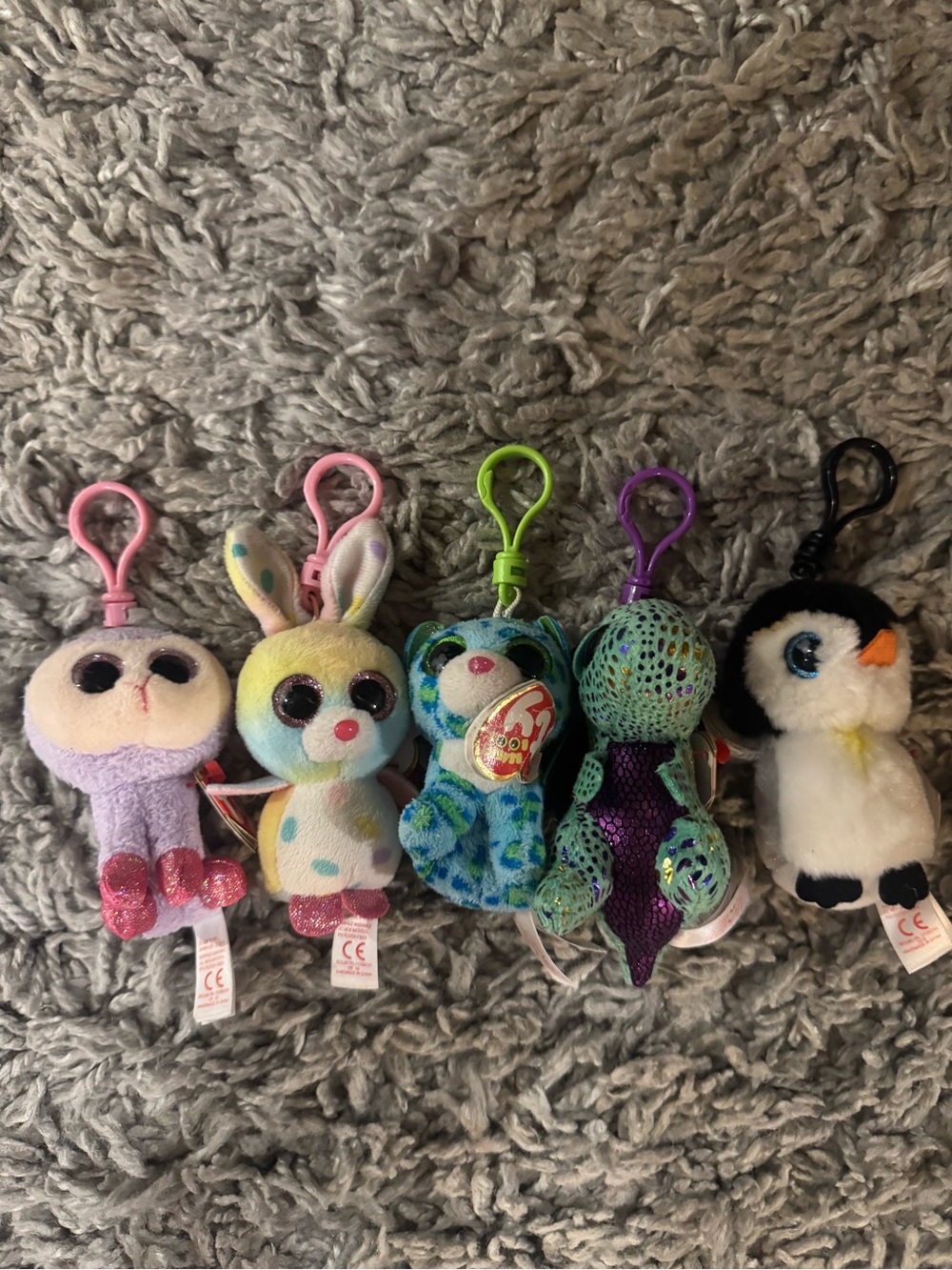 Ty Beanie Boo Clip-On Plush Assorted Pastel Pink Green Purple Black